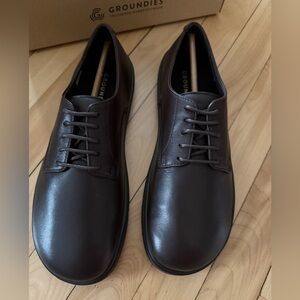 Brand New Never Worn Groundies Trento Barefoot Leather Dress Shoes 41 Brown